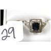 Image 1 : CLASSIC SAPPHIRE AND DIAMOND 14K WHITE GOLD  RING WITH ONE EMERALD CUT BLUE SAPPHIRE  CENTER AND SUR