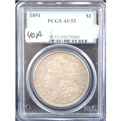 1894 MORGAN DOLLAR - PCGS AU53 (COIN WORLD  LIST A AU50 @ $3,000.00 & A AU58 @ $3,500.00)