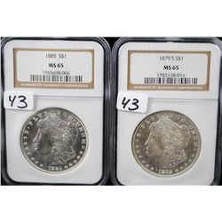 1879-S & 1885 MORGAN DOLLARS - NGC MS65 -  SOLD PER COIN TIMES 2