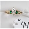 Image 1 : BEAUTIFUL LADIES EMERALD AND DIAMOND RING  WITH ONE MARQUISE CUT APPROX. .75CT DIAMOND  SOLITAIRE AN