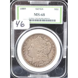 1889 MORGAN DOLLAR - GCGS MS68 (A MS68 GRADE  LISTS @ $12,500.00)