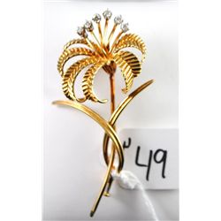 CUSTOM MADE "ONE OF A KIND" 18K YELLOW GOLD  DIAMOND PIN WITH WITH SIX ROUND FULL CUT  DIAMONDS - WE