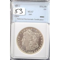 1904-0 MORGAN DOLLAR - NNC MS67DMPL (A  MS67DMPL LISTS @ $9,000.00)