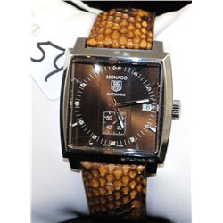 MANS "TAG HAUER" MONACO WRISTWATCH WITH  DIAMOND FACE - AUTOMATIC - SWISS MADE  "GUARANTEED AUTHENTI