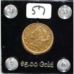 1892-S $5 LIBERTY GOLD COIN