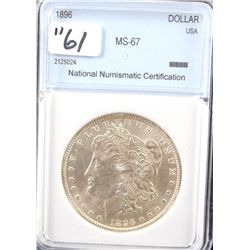 1896 MORGAN DOLLAR - NNC MS67 (A MS67 LISTS @  $7,500.00)