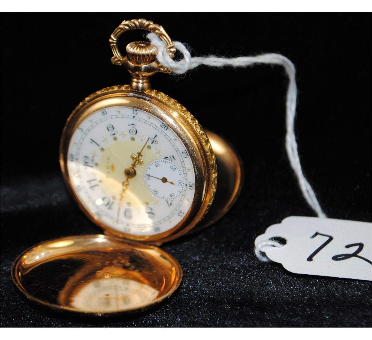 Rare Antique Ladies 14k Hunters Case Pocket Watch 14k Yellow Gold Engraved Watch Case Elgin Fa