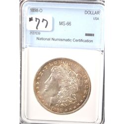 1898-0 MORGAN DOLLAR - NNC MS66 (COIN WORLD  LISTS A MS66 @ $500.00)