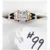 Image 1 : LADIES 14K TWO/TONE PRINCESS CUT DIAMOND RING  WITH FOUR PRINCESS CUT DIAMONDS - WEIGHS 6.1  GRAMS