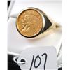 Image 1 : MANS 1915 $2 1/2 INDIAN GOLD COIN SET IN A  MANS 14K YELLOW GOLD RING