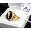 Image 1 : MANS 14K YELLOW GOLD ONYX AND CROSS RING -  WEIGHS 9.8 GRAMS - APPRAISED RETAIL  REPLACEMENT IS $2,9