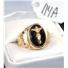 Image 2 : MANS 14K YELLOW GOLD ONYX AND CROSS RING -  WEIGHS 9.8 GRAMS - APPRAISED RETAIL  REPLACEMENT IS $2,9