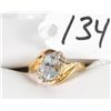 Image 1 : LADIES VINTAGE BLUE TOPAZ AND DIAMOND RING  WITH ONE OVAL CUT BLUE TOPAZ AND SIX ACCENT  DIAMONDS SE