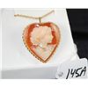 Image 1 : VINTAGE 14K YELLOW GOLD CAMEO PENDANT/BROOCH  WITH ONE ROUND DIAMOND - VERY NICE!