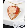 Image 2 : VINTAGE 14K YELLOW GOLD CAMEO PENDANT/BROOCH  WITH ONE ROUND DIAMOND - VERY NICE!