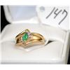 Image 1 : CLASSY 14K YELLOW GOLD EMERALD AND DIAMOND  RING WITH ONE MARQUISE CUT NATURAL EMERALD  CENTER AND F