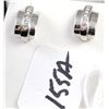 Image 2 : LADIES 14K WHITE GOLD DIAMOND EARRINGS WITH  SIX HAND SET DIAMONDS IN EACH EARRING