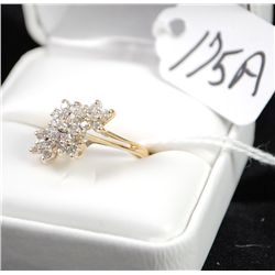 LADIES 14K YELLOW GOLD DIAMOND CLUSTER RING  WITH APPROX. 1/2CTTW OF ROUND DIAMONDS -  APPRAISED RET