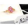 Image 2 : LADIES 14K YELLOW GOLD RUBY & DIAMOND RING  WITH TWELVE RED RUBIES AND THREE DIAMONDS -  WEIGHS 3.8 