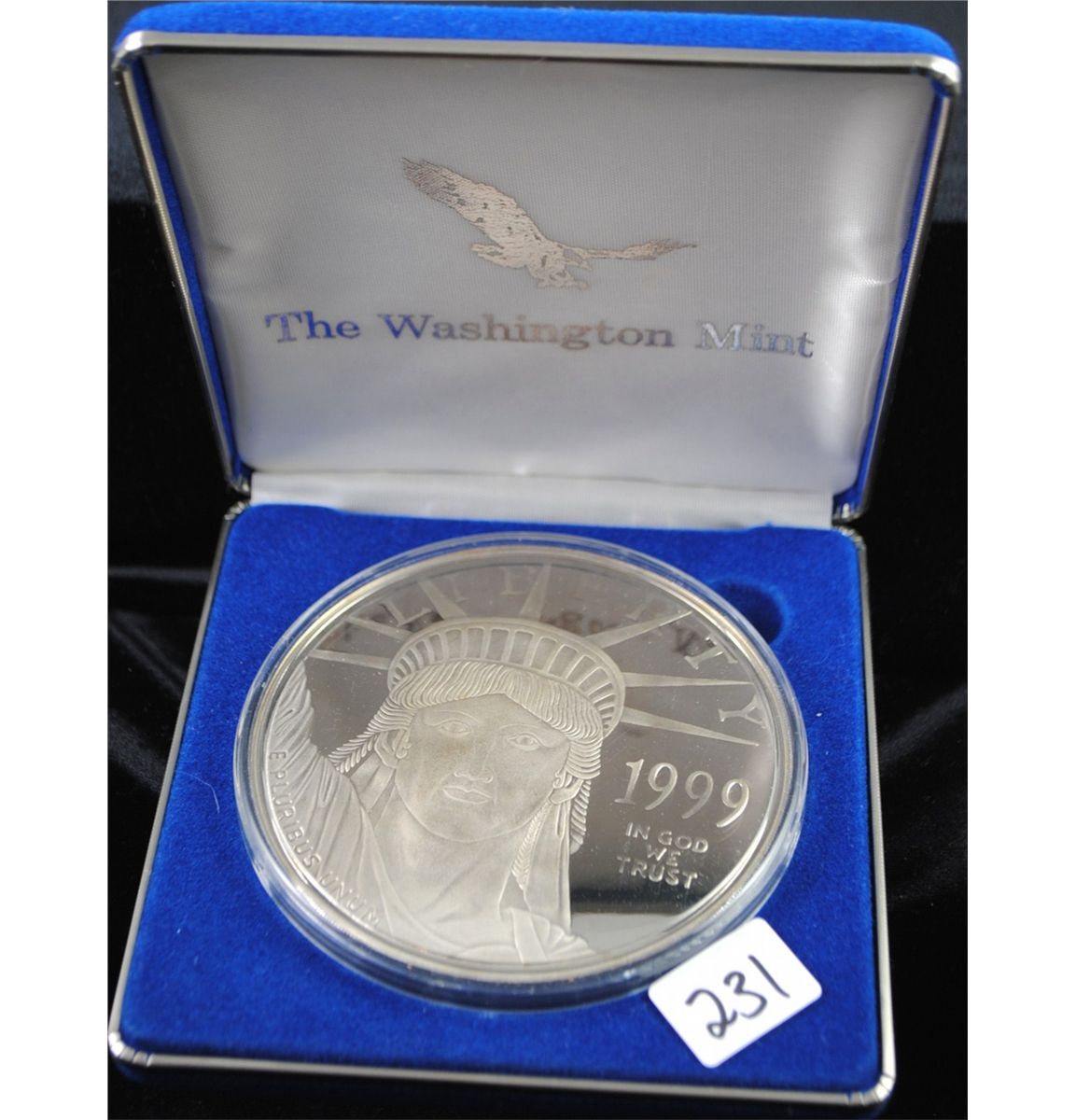 1999 GIANT QUARTERPOUND .999 FINE SILVER EAGLE LAYERED IN .999