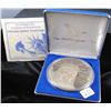 Image 2 : 1999 GIANT QUARTER-POUND .999 FINE SILVER  EAGLE - LAYERED IN .999 PLATINUM WITH  ORIGINAL BOX AND C