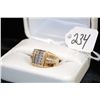 Image 1 : MANS DIAMOND RING WITH FIFTEEN ROUND DIAMONDS   SET IN 10K YELLOW GOLD RING - APPRAISED  RETAIL REPL