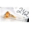 LADIES 14K YELLOW GOLD GOLDEN TOPAZ & DIAMOND  RING WITH ONE MARQUISE CUT GOLDEN TOPAZ &  FOUR ACCEN