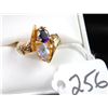 Image 2 : VINTAGE 10K  TWO TONE YELLOW GOLD RING WITH  TWO PEAR SHAPED COLORED GEMSTONES - WEIGHS  4.7 GRAMS