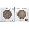 Image 1 : 1861 (NO MOTTO) & 1875 (MOTTO) SEATED LIBERTY  HALF DOLLARS - SELLER SAYS THEY'RE AU-BU -  SOLD PER 