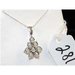 LADIES DIAMOND PENDANT WITH EIGHT DIAMONDS  SET IN 10K WHITE GOLD PENDANT - WEIGHS 2.5  GRAMS - APPR