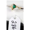 Image 1 : WOMENS 14K YELLOW GOLD LAB CREATED EMERALD  AND DIAMOND RING WITH ONE TRI-CUT LAB CREATED  EMERALD A