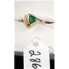 Image 2 : WOMENS 14K YELLOW GOLD LAB CREATED EMERALD  AND DIAMOND RING WITH ONE TRI-CUT LAB CREATED  EMERALD A