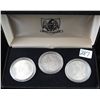 Image 1 : SET OF THREE MORGAN DOLLARS IN DISPLAY CASE -  1885-0, 1886 & 1887 - SOLD PER COIN TIMES 3
