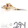 Image 2 : LADIES 14K YELLOW GOLD RUBY & DIAMOND RING  WITH ONE ROUND RUBY CENTER AND FIVE ROUND  CHANNEL SET D