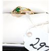 Image 1 : LADIES 14K YELLOW GOLD EMERALD & DIAMOND RING  WITH ONE ROUND NATURAL EMERALD AND FOUR  ROUND ACCENT