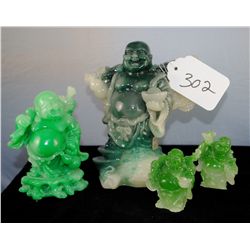 4 CARVED BUDDA FIGURALS