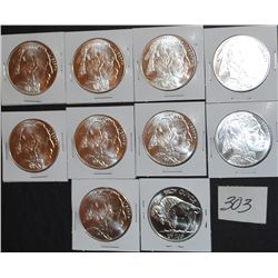 10 ONE TROY OUNCE .999 FINE SILVER BUFFALO  ROUNDS - SOLD PER COIN TIMES 10