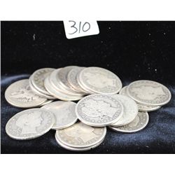 20 BARBER HALF DOLLARS FROM SAFE DEPOSIT -  MIXED DATES AND MINTS - SOLD PER COIN TIMES  20