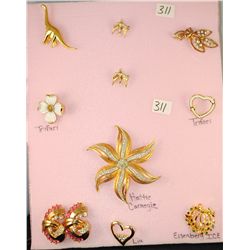 VINTAGE COSTUME JEWELRY INCLUDES "EISENBERG  ICE" TRIFARI - HATTIE CARNEGIE - TOTAL OF 10  PIECES