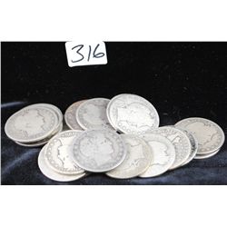 20 BARBER HALF DOLLARS FROM SAFE DEPOSIT -  MIXED DATES AND MINTS - SOLD PER COIN TIMES  20
