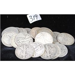 20 WALKING LIBERTY HALF DOLLARS FROM SAFE  DEPOSIT - MIXED DATES AND MINTS - SOLD PER  COIN TIMES 20