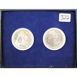 1898-0 & 1904-0 MORGAN DOLLARS IN ORIGINAL  COIN DISPLAY BOX - SOLD PER COIN TIMES 2