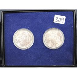 1898-0 & 1904-0 MORGAN DOLLARS IN ORIGINAL  COIN  DISPLAY BOX - SOLD PER COIN TIMES 2