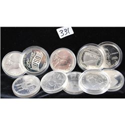 TEN $1 SILVER (90%) COMMEMORATIVE COINS -  VARIOUS SUBJECTS - WE THE PEOPLE, USO, XXIII  OLYMPICS, J