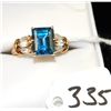 Image 2 : LADIES 10K YELLOW GOLD LAB CREATED BLUE TOPAZ  AND CZ RING