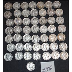 50 MERCURY DIMES FROM SAFE DEPOSIT - MIXED  DATES AND MINTS - SOLD PER COIN TIMES 50