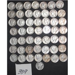 50 MERCURY DIMES FROM SAFE DEPOSIT - MIXED  DATES AND MINTS - SOLD PER COIN TIMES 50