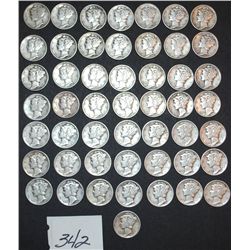 50 MERCURY DIMES FROM SAFE DEPOSIT - MIXED  DATES AND MINTS - SOLD PER COIN TIMES 50
