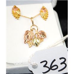 BLACK HILLS GOLD PENDANT & EARRING SET