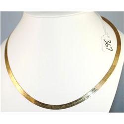 STERLING SILVER GOLD PLATED NECKLACE -  HERRING BONE PATTERN
